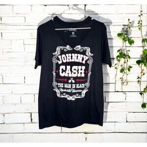 Johnny Cash The Man In Black Nashville V Cut Out Short Sleeve Tee Size Small
